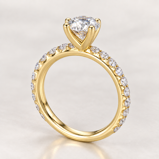 1ct Round Solitaire Ring with 1.50 mm Pave Shank